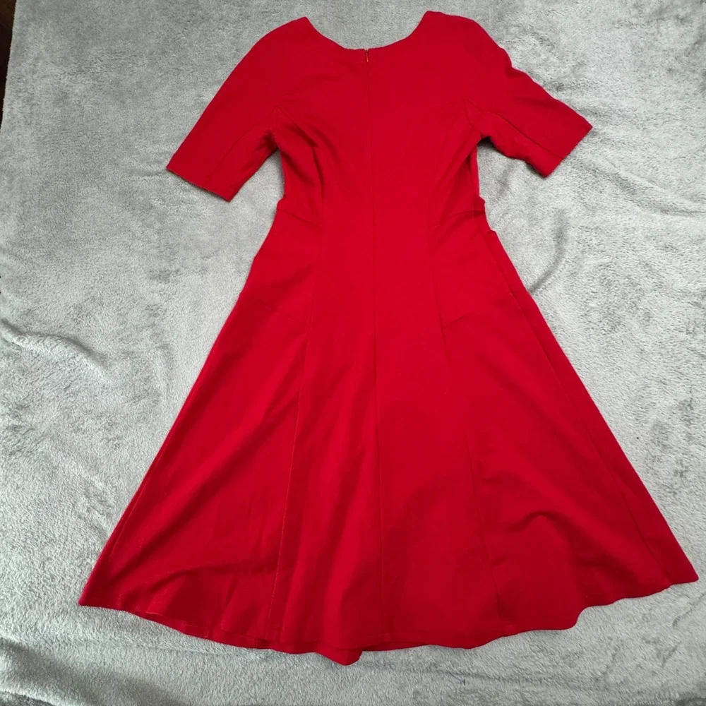 Soft Surroundings Dress Women's Size‎ 8 Red Short Sleeve Rear Zip - Picture 2 of 13